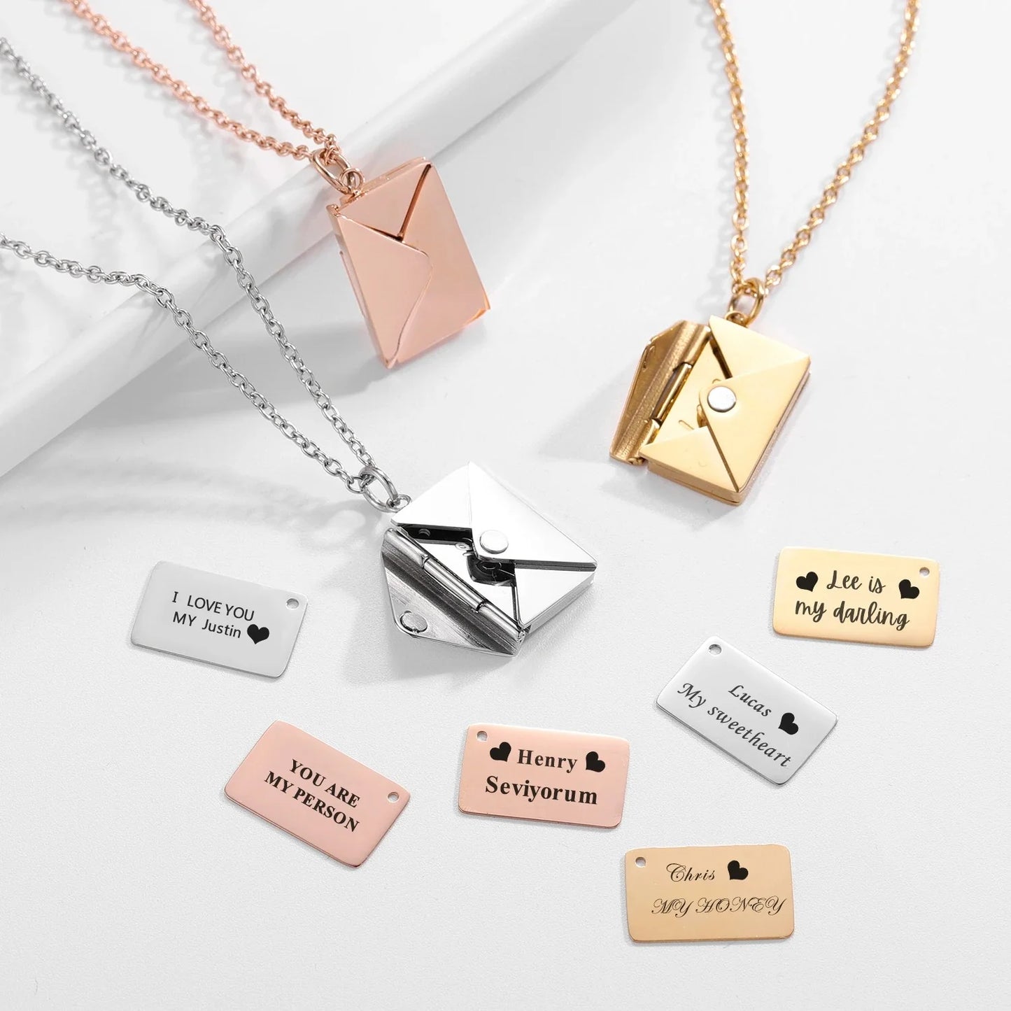 Envelope Necklace with Custom Message